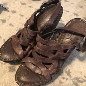 Born Brown Leather Comfort Sandals